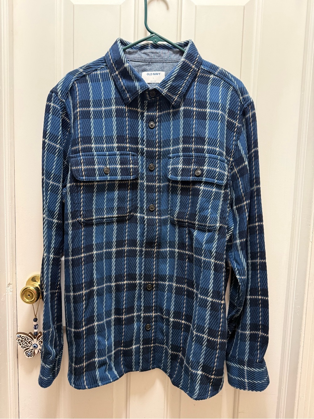 NWT Old Navy Men’s Large 100% Cotton Blue Plaid Shacket